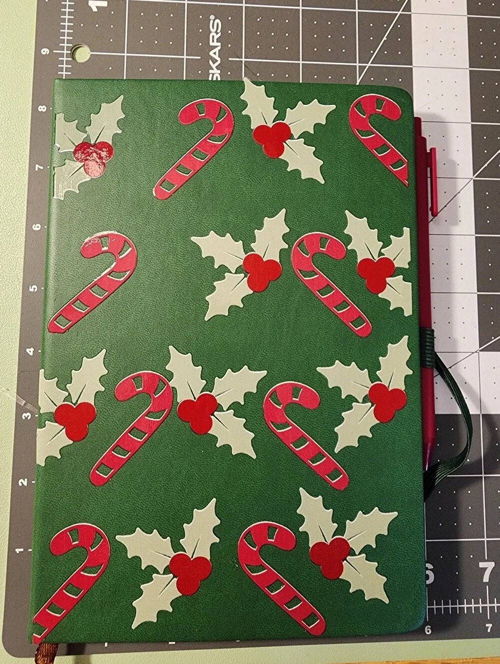 Festive Green Candy Cane & Holly Party Journal